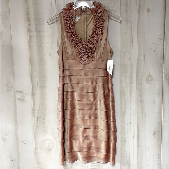 London Times Dresses & Skirts - NWT London Times Nude Ruffle Trin Tiered Cocktail Dress Sz 8P